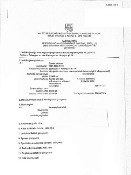 Parduodamas sklypas Liepojos pl., , Palangoje, 20 a ploto 5