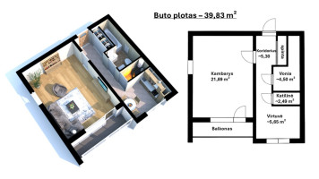 Parduodamas butas Minijos g., Priekulės m., Klaipėdos r. sav., 39.83 m2 ploto 19