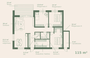 Parduodamas namas Žilvičio g. , Nemėžio k., Vilniaus r. sav., 115 m2 ploto, 1 aukštai 6