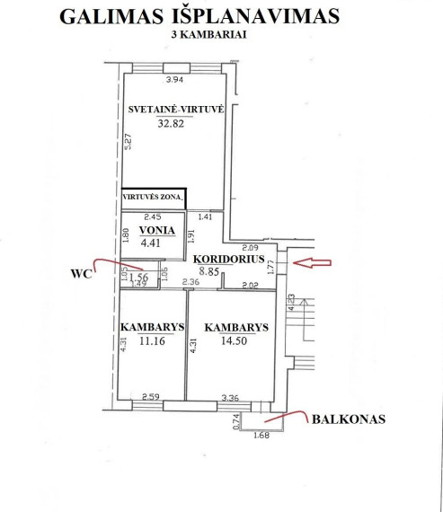 Parduodamas butas Rugių g., Jeruzalė, Vilniaus m., Vilniaus m. sav., 61.00 m² ploto 3 kambariai 5