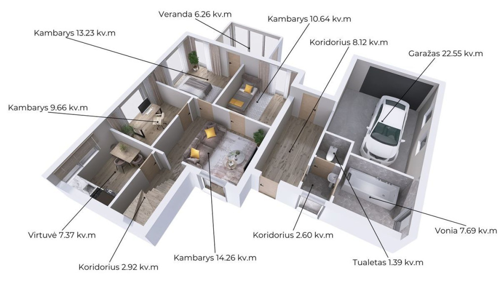 Parduodamas namas Pakraščio g., Kalniečiai, Kauno m., Kauno m. sav., 143 m2 ploto, 2 aukštai 2