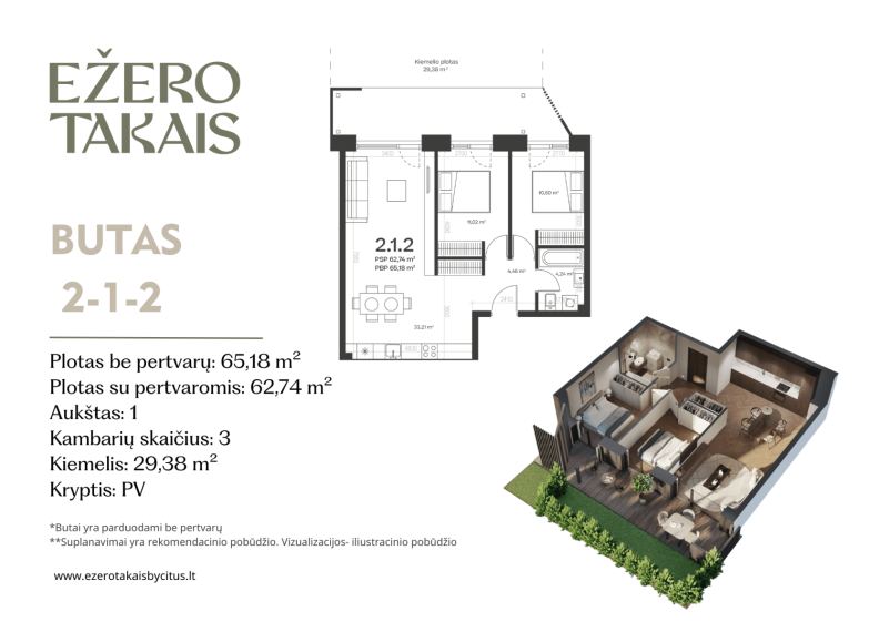 Parduodamas butas Sidaronių g., Justiniškės, Vilniaus m., Vilniaus m. sav., 65.18 m² ploto 3 kambariai 2