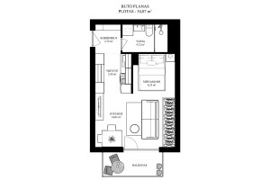 Parduodamas butas Girulių g., Pašilaičiai, Vilniaus m., Vilniaus m. sav., 34 m2 ploto, 2 kambariai 27