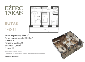 Parduodamas butas Sidaronių g., Justiniškės, Vilniaus m., Vilniaus m. sav., 63.01 m² ploto 3 kambariai 2