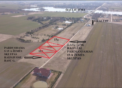 Parduodamas namų valdos paskirties sklypas Rasų g., Raizgių k., Šiaulių r. sav., 15 a ploto