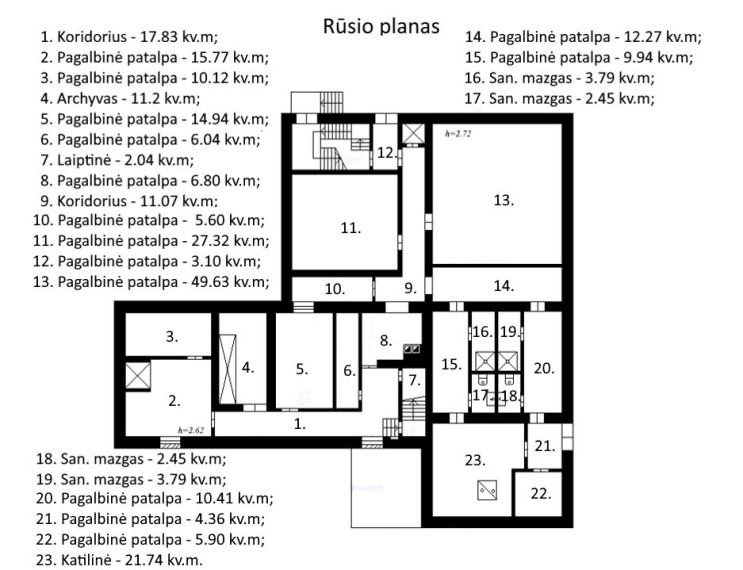 Parduodamos patalpos Vilniaus g., Rudaminos k., 849.41 kv.m ploto 22