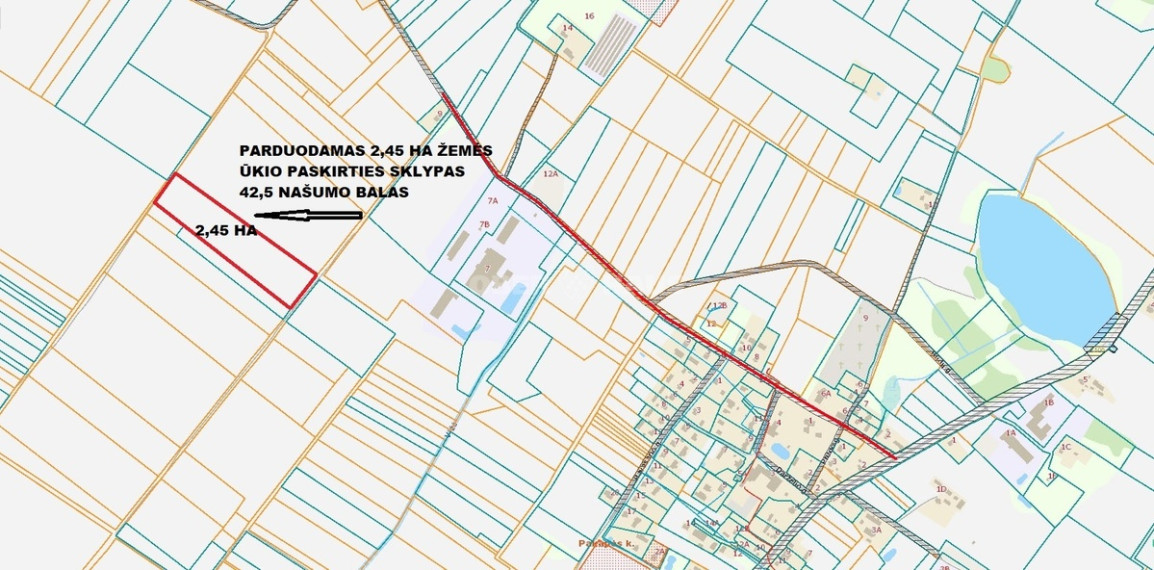 Parduodamas žemės ūkio paskirties sklypas Pakapės k., Šiaulių r. sav., 245 a ploto 1