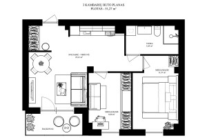 Parduodamas butas Krokuvos g., Šnipiškės, Vilniaus m., Vilniaus m. sav., 51.27 m2 ploto, 3 kambariai 24
