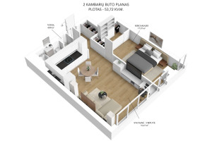 Parduodamas butas Kareivių g., Žirmūnai, Vilniaus m., Vilniaus m. sav., 53.72 m2 ploto, 2 kambariai 22