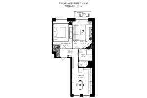 Nuomojamas butas Kęstučio g., Centras, Kauno m., Kauno m. sav., 51.49 m2 ploto, 2 kambariai 22