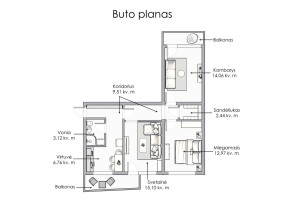 Parduodamas butas Didlaukio g., Baltupiai, Vilniaus m., Vilniaus m. sav., 63.96 m2 ploto, 3 kambariai 15