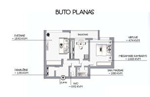 Parduodamas butas Liongino Baliukevičiaus-Dzūko g., Fabijoniškės, Vilniaus m., Vilniaus m. sav., 50.18 m2 ploto, 2 kambariai 22