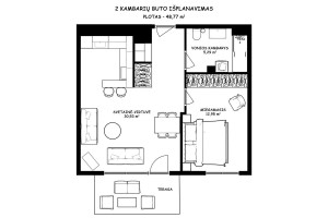 Nuomojamas butas Blindžių g., Žvėrynas, Vilniaus m., Vilniaus m. sav., 49 m2 ploto, 2 kambariai 16
