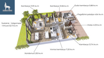 Parduodamas namas Vilniaus r. sav., Daržininkų k., Ugniažolių g., 125.5 m2 ploto, 1 aukštai 4