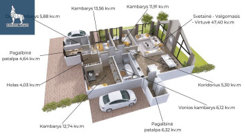 Parduodamas namas Vilniaus r. sav., Daržininkų k., Ugniažolių g., 115.74 m2 ploto, 1 aukštai 7