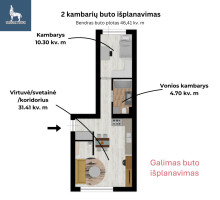 Parduodamas butas O. Milašiaus g., Antakalnis, Vilniaus m., Vilniaus m. sav., 46.41 m2 ploto, 2 kambariai 23