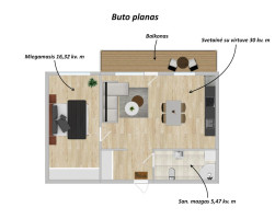 Parduodamas butas Vėtrungių g., Fabijoniškės, Vilniaus m., Vilniaus m. sav., 51.79 m2 ploto, 2 kambariai 21