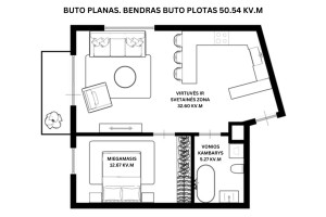 Parduodamas butas Paribio g., Žvėrynas, Vilniaus m., Vilniaus m. sav., 50.54 m2 ploto, 2 kambariai 31