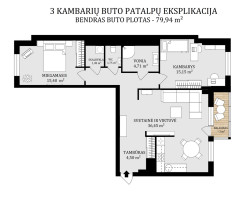 Parduodamas butas Perkūnkiemio g., Pašilaičiai, Vilniaus m., Vilniaus m. sav., 80 m2 ploto, 3 kambariai 18