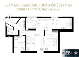 Nuomojamas butas Pylimo g., Centras, Vilniaus m., Vilniaus m. sav., 86.4 m2 ploto, 3 kambariai 16