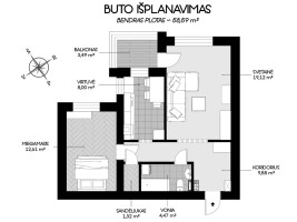 Parduodamas butas Ūmėdžių g., Žemieji Paneriai, Vilniaus m., Vilniaus m. sav., 58.59 m2 ploto, 2 kambariai 27