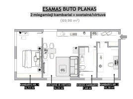 Parduodamas butas J. Kubiliaus g., Šiaurės miestelis, Vilniaus m., Vilniaus m. sav., 70 m2 ploto, 3 kambariai 21