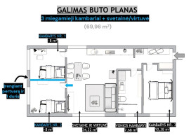 Parduodamas butas J. Kubiliaus g., Žirmūnai, Vilniaus m., Vilniaus m. sav., 70 m2 ploto, 4 kambariai 22