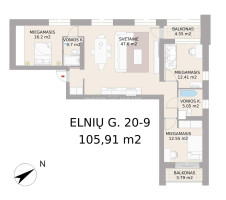 Parduodamas butas Elnių g., Žvėrynas, Vilniaus m., Vilniaus m. sav., 105.91 m2 ploto, 4 kambariai 11