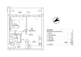Parduodamas butas Leičių g., Pašilaičiai, Vilniaus m., Vilniaus m. sav., 55.24 m² ploto 2 kambariai 12