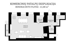 Nuomojamos administracinės, kitos paskirties, maitinimo, paslaugų, prekybos patalpos Visų Šventųjų g., Senamiestis, Vilniaus m., Vilniaus m. sav., 61.88 m2 ploto 29