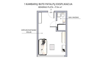Parduodamas butas Birutės g., Žvėrynas, Vilniaus m., Vilniaus m. sav., 17.04 m2 ploto, 1 kambariai 24