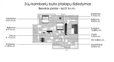 Parduodamas butas S. Stanevičiaus g., Fabijoniškės, Vilniaus m., Vilniaus m. sav., 66.01 m2 ploto, 3 kambariai 31