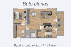 Parduodamas butas Dangeručio g., Santariškės, Vilniaus m., Vilniaus m. sav., 71.43 m2 ploto, 3 kambariai 24
