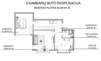 Parduodamas butas S. Žukausko g., Šiaurės miestelis, Vilniaus m., Vilniaus m. sav., 49.28 m2 ploto, 2 kambariai 21
