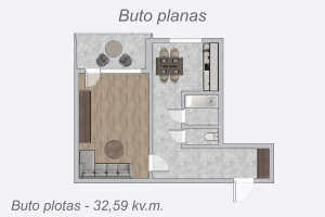 Parduodamas butas Rinktinės g., Šnipiškės, Vilniaus m., Vilniaus m. sav., 32.59 m2 ploto, 1 kambariai 37