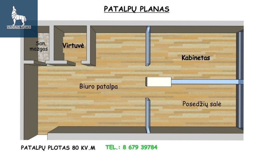 Nuomojamos administracinės, kitos paskirties patalpos S. Žukausko g., Šiaurės miestelis, Vilniaus m., Vilniaus m. sav., 77.5 m2 ploto 4