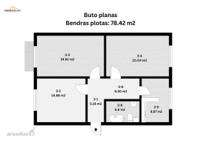 Parduodamas butas Lietuvininkų a., Klaipėdos m., Klaipėdos m. sav., 78.42 m² ploto 3 kambariai 16