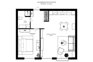 Parduodamas butas Jonažolių g., Lazdynėliai, Vilniaus m., Vilniaus m. sav., 57 m2 ploto, 2 kambariai 24