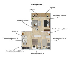 Parduodamas butas Šešuolių g., Viršuliškės, Vilniaus m., Vilniaus m. sav., 77.53 m2 ploto, 4 kambariai 18