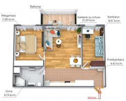 Parduodamas butas Oršos g., Šnipiškės, Vilniaus m., Vilniaus m. sav., 50.83 m2 ploto, 3 kambariai 18
