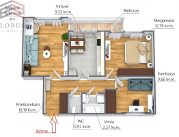 Parduodamas butas Musninkų g., Šeškinė, Vilniaus m., Vilniaus m. sav., 62 m2 ploto, 3 kambariai 1