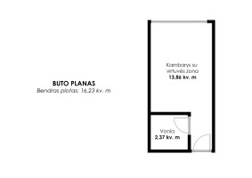 Parduodamas butas Subačiaus g., Markučiai, Vilniaus m., Vilniaus m. sav., 16.23 m2 ploto, 1 kambariai 20