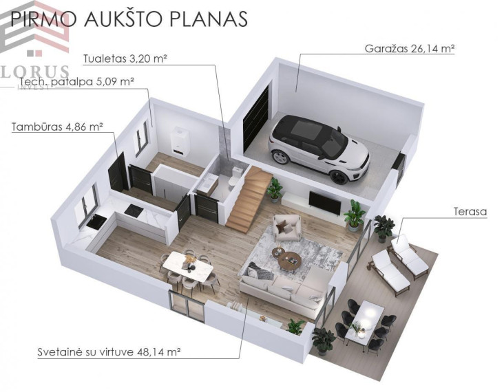 Parduodamas namas Raudondvario k., Vilniaus r. sav., 145 m2 ploto, 2 aukštai 3