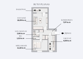 Parduodamas butas Ateities g., Jeruzalė, Vilniaus m., Vilniaus m. sav., 50 m2 ploto, 2 kambariai 21