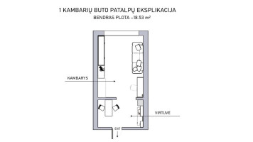 Parduodamas butas Rinktinės g., Šnipiškės, Vilniaus m., Vilniaus m. sav., 27 m2 ploto, 1 kambariai 27