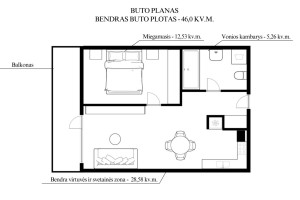 Parduodamas butas Mokyklos g., Jeruzalė, Vilniaus m., Vilniaus m. sav., 46 m2 ploto, 2 kambariai 24