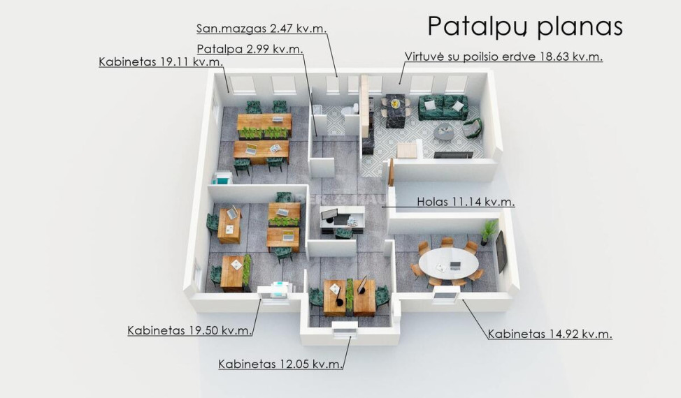 Nuomojamos administracinės patalpos Vilties g., Centras, Klaipėdos m., Klaipėdos m. sav., 100.87 m2 ploto 3
