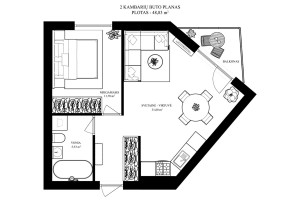 Parduodamas butas Dociškių g., Pašilaičiai, Vilniaus m., Vilniaus m. sav., 48.83 m2 ploto, 2 kambariai 23