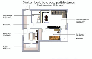 Parduodamas butas Visorių g., Visoriai, Vilniaus m., Vilniaus m. sav., 70.76 m2 ploto, 3 kambariai 33
