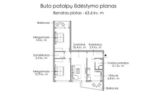 Parduodamas butas Apolinaro Juozo Povilaičio g., Karoliniškės, Vilniaus m., Vilniaus m. sav., 63.6 m2 ploto, 3 kambariai 26